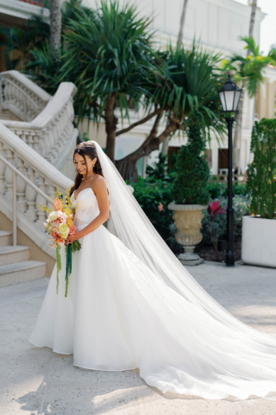 Bride in wedding dress with a beautiful glow